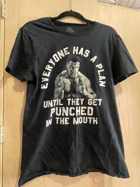 Black Graphic Crewneck T-Shirt - Punchline Design Mike Tyson boxing
